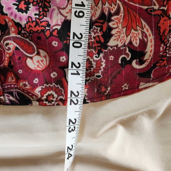 🤩c.b. collections Paisley Button Up 3/4 Sleeve Blouse w/Attached Tank Size SP - Picture 5 of 6